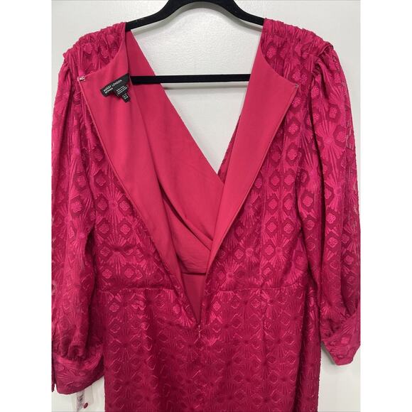 Maggy London Dress Women Plus Size V-Neck Surplus Bodice Faux Wrap High Low 18 W - Picture 10 of 13